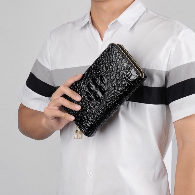 Ví cầm tay nam cao cấp Clucth da cá sấu chất da thật đẹp