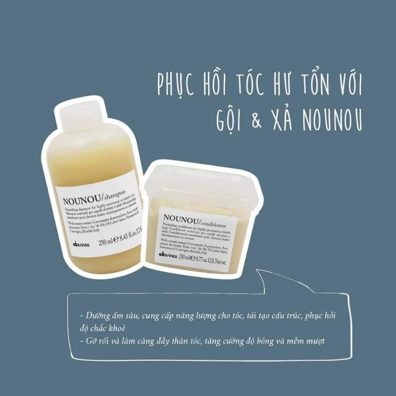 DẦU GỘI XẢ DAVINES NOUNOU PHỤC HỒI TÓC 250ml - 1000ml | BigBuy360 - bigbuy360.vn