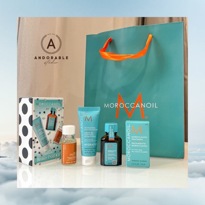 (Bill Sephora) 𝗦𝗘𝗧 Moroccanoil Mini dưỡng tóc 3 món