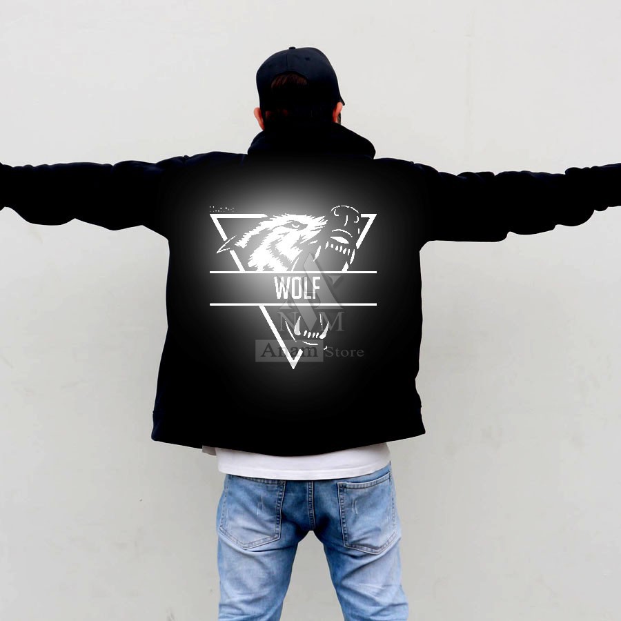 Áo hoodie dây kéo nam nữ, Phản Quang Sói Pro, 2 Màu trắng đen, Vải Nỉ Ngoại, Anam Store