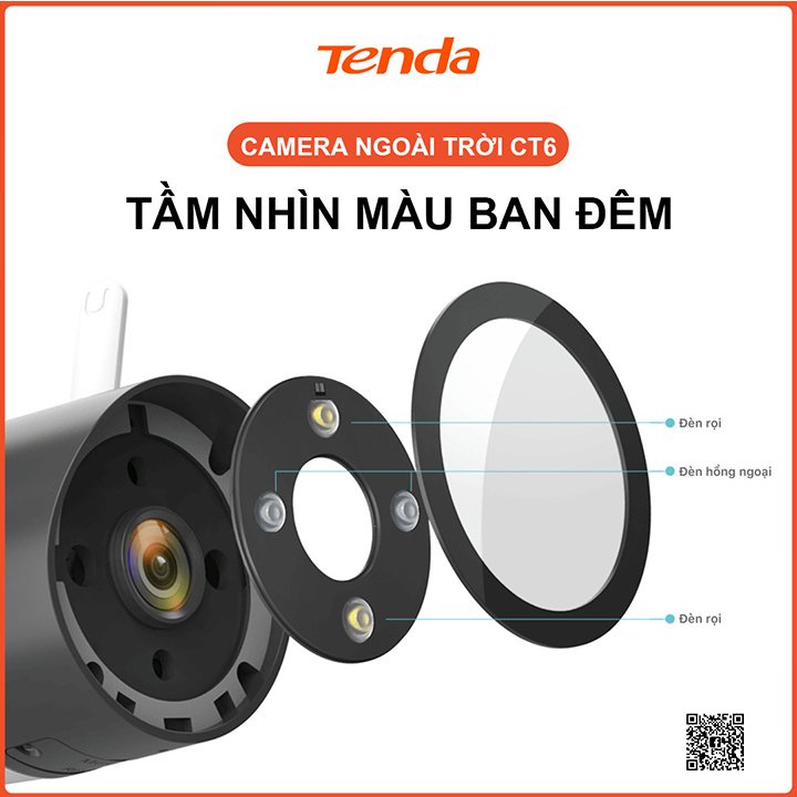 Camera wifi ngoài trời 3.0 có màu ban đêm Tenda CT6 cao cấp tặng kèm thẻ nhớ chính hãng