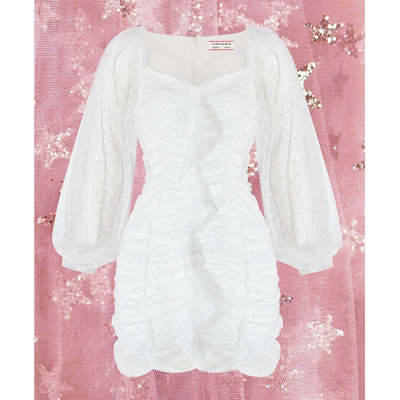 Váy bèo thân dài tay trắng tingoan LEWIS DRESS | BigBuy360 - bigbuy360.vn