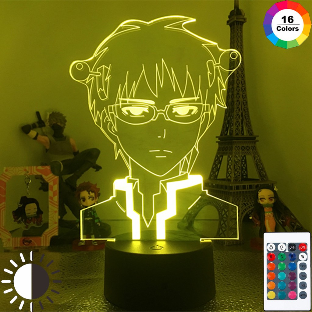 Đèn Led 3D Mẫu Saiki Anime 16 Màu Nhân Vật Hoạt Hình