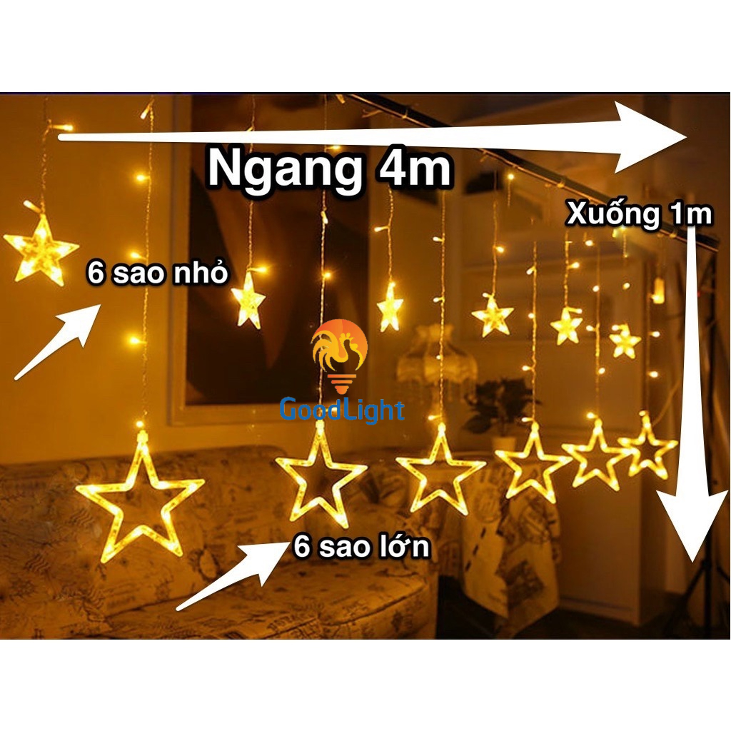 Đèn noel sale giá sốc  Dây đèn led màn sao vàng 4m trang trí noel, trang