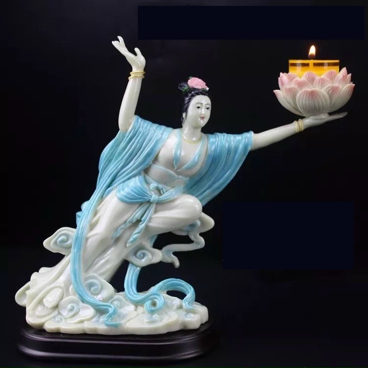 Đồ thờ cúng tiên nữ bay 20cm đế gỗ dâng nến - Văn phòng phẩm Nhơn Phát