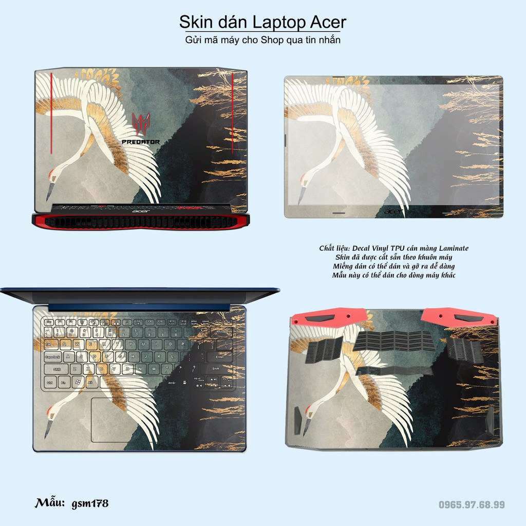 Skin dán Laptop Acer in hình sơn mài (inbox mã máy cho Shop)