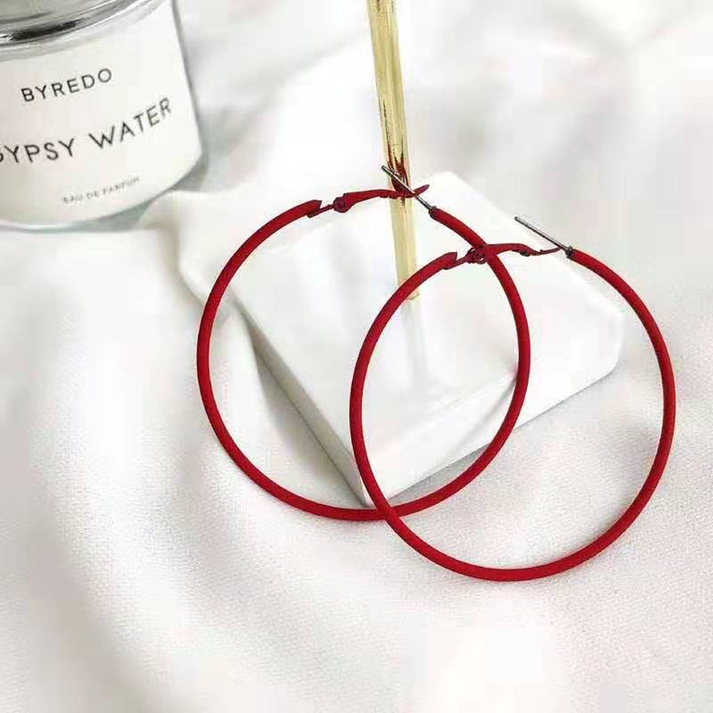 6cm Hoop Loop Earing Not Allergic Candy Color Big Circle Dangle Earing Women Simple Fashion Jewelry Accessories