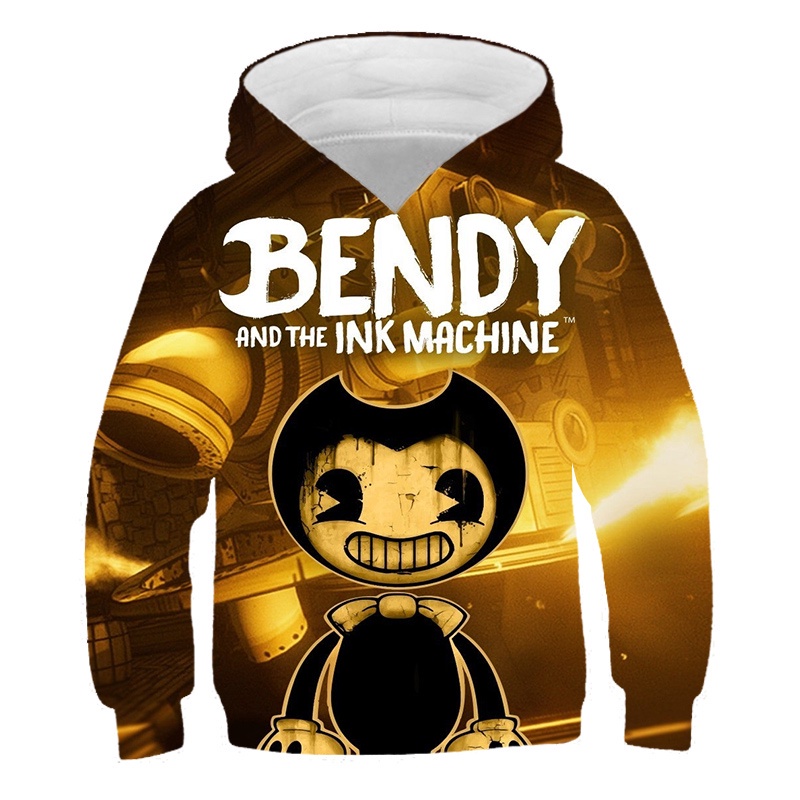 Áo Hoodie Tay Dài In Hình Hoạt Hình Bendy- Game 3d Dành Cho Trẻ Em