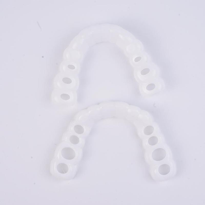 1 bộ Lắp ráp hoàn hảo silicone trên và dưới tấm phủ mỹ phẩm Mô phỏng răng giả Làm trắng răng