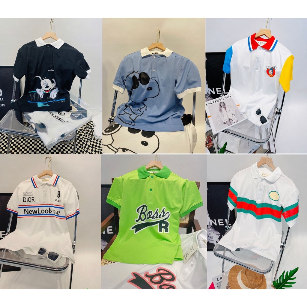 Nhiều mẫu - Áo polo nữ ngắn tay hình DI.0R, Mickey Hawai, Snoopy dáng siêu xinh chất thun rũ cực đẹp