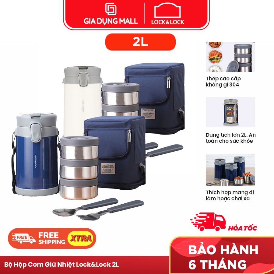 Bộ Hộp Cơm Giữ Nhiệt Easy Take Lunch Box Lock&Lock (2000ml) LHC8039