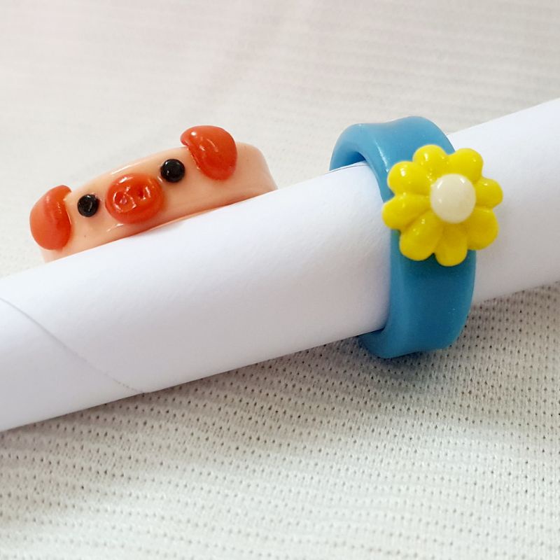 Nhẫn đất sét handmade heo xinh