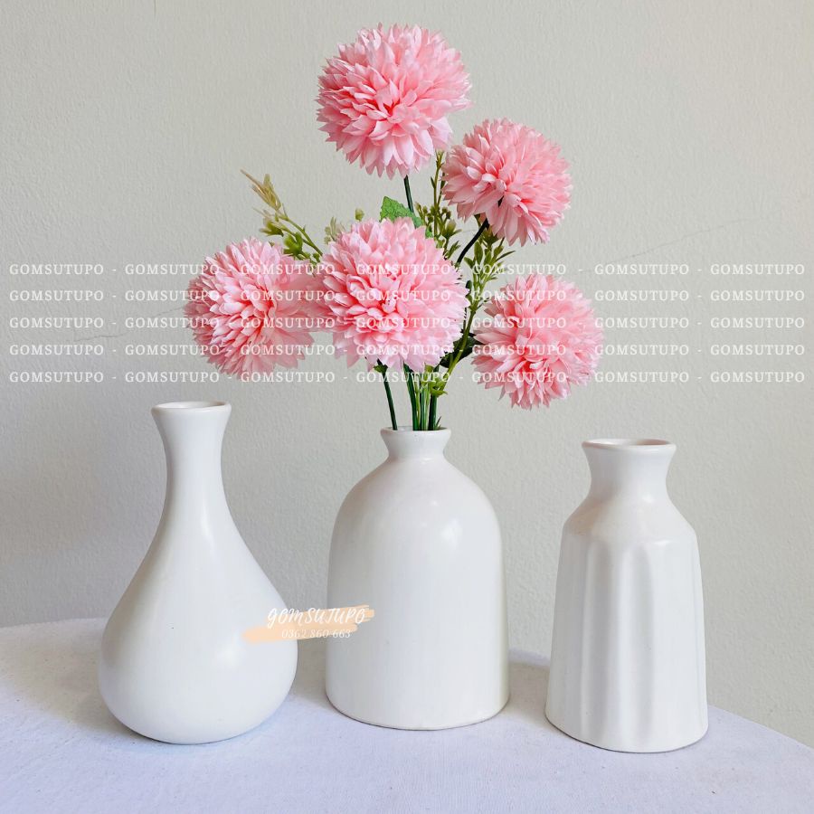 Bộ 3 Lọ hoa gốm mini decor Gốm Sứ TUPO, bình hoa trang trí để bàn  gomsutupo Bát Tràng