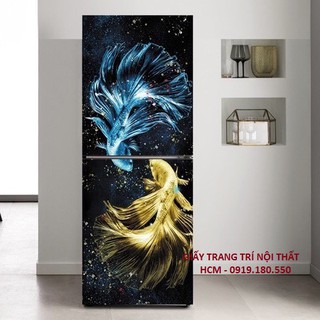 Miếng dán tủ lạnh Cá Tiên Song Bích ( Chất liệu cao cấp siêu bền)