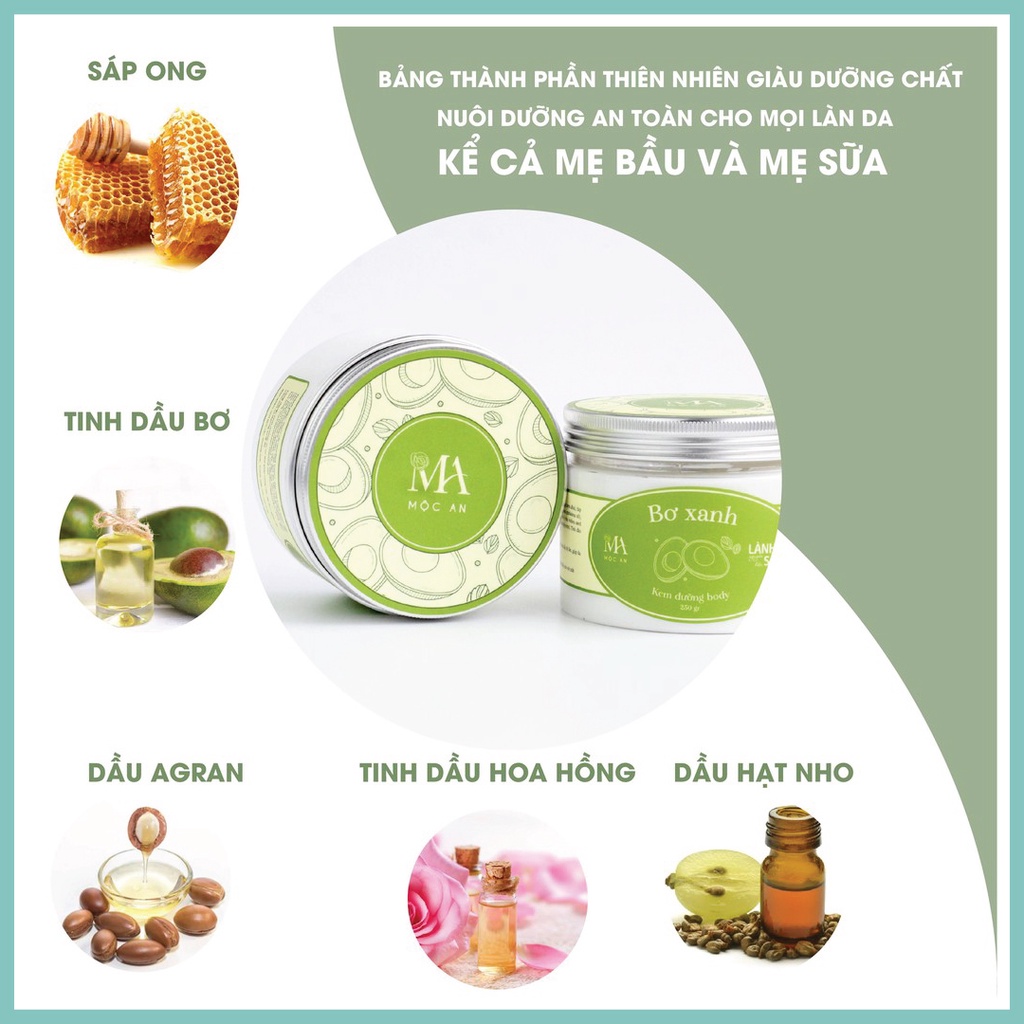 Combo Chăm Sóc Body Từ Thiên Nhiên Cho Da Mịn Màng MỘC AN bộ 3 Sản Phẩm Tẩy Da, Xà Bông, Kem Dưỡng