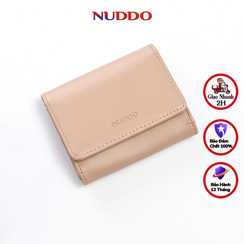 Ví nữ mini cầm tay cao cấp NUDDO đựng tiền, thẻ nhiều ngăn tiện dụng thiết kế dáng ngắn đẹp thời trang NUV001
