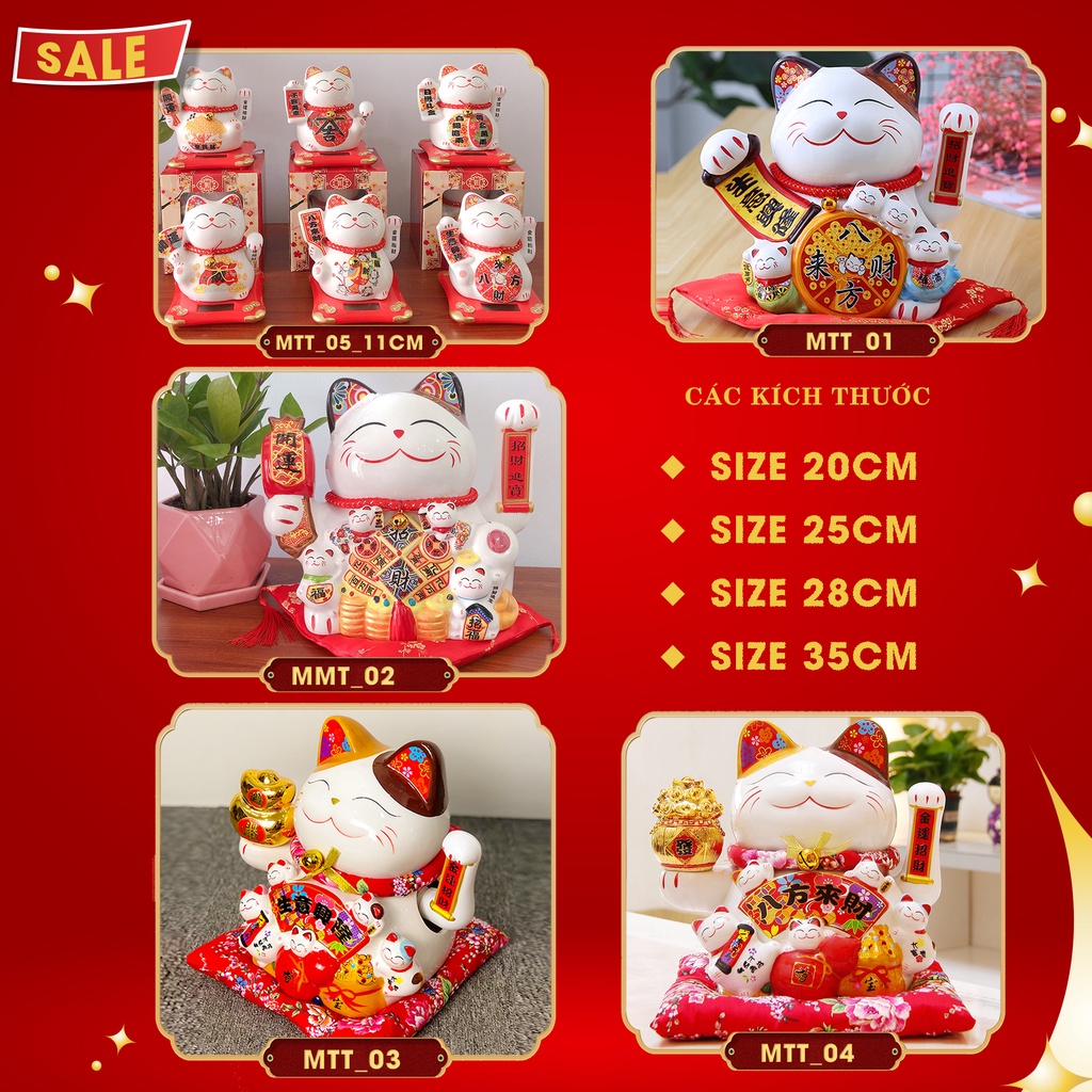💥GIẢM NGAY 10% 💥Mèo Thần Tài may mắn, vẫy tay chiêu tài phát lộc Maneki Neko Nhật Bản
