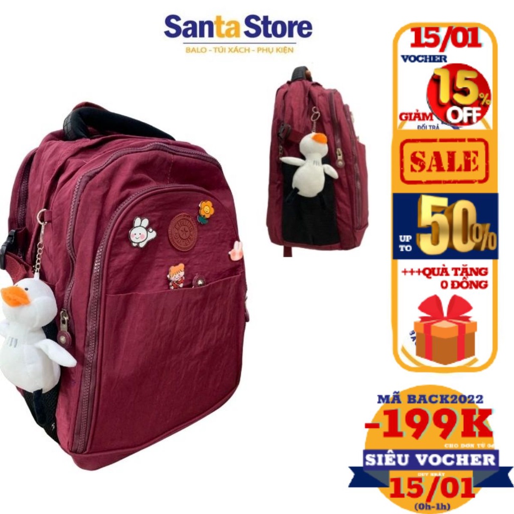 Balo vải du lịch thời trang SANTA STORE KL1839 cao cấp nhiều ngăn tiện ích đi học, du lịch phong cách Hàn Quốc