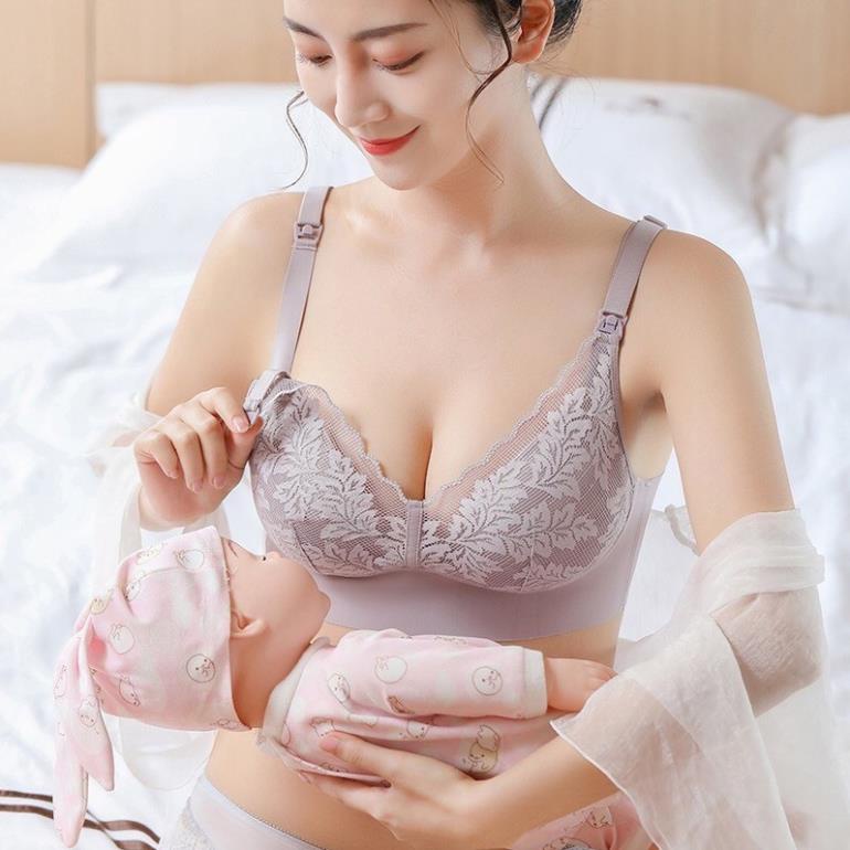 Áo lót bầu cho bé con bú mùa hè su đúc pha ren thiết kế cao cấp đồ lót chip bà bầu A50REN