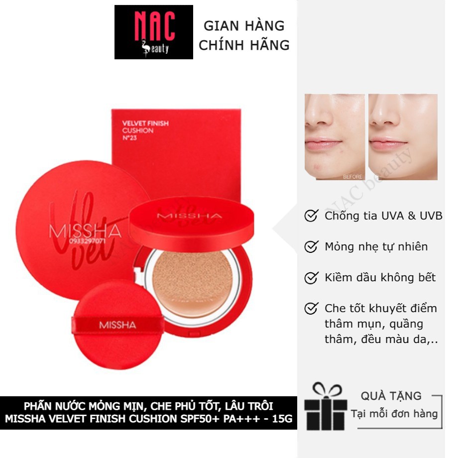 Phấn nước Missha Velvet Finish Cushion SPF50+ PA+++ 15g