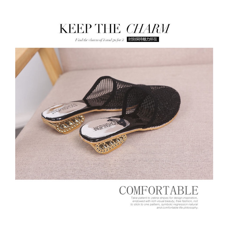 Dép Sandal Đế Dày Phối Ren Lưới Thời Trang Đi Biển Cho Nữ