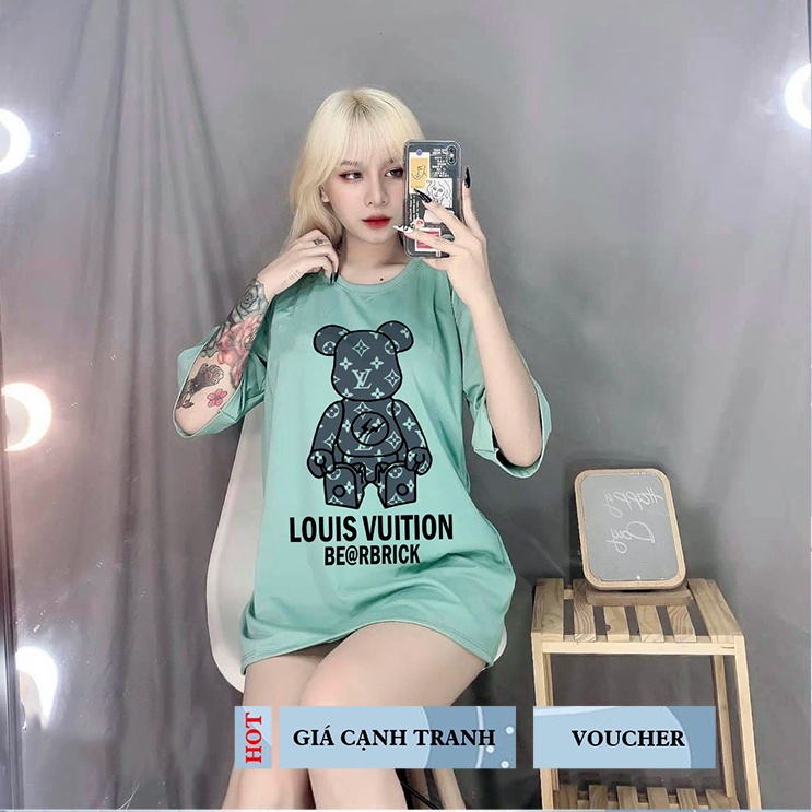 Áo phông nam nữ LV gấu Hottrend BIGOMALL - Áo thun unisex Freesize <55kg
