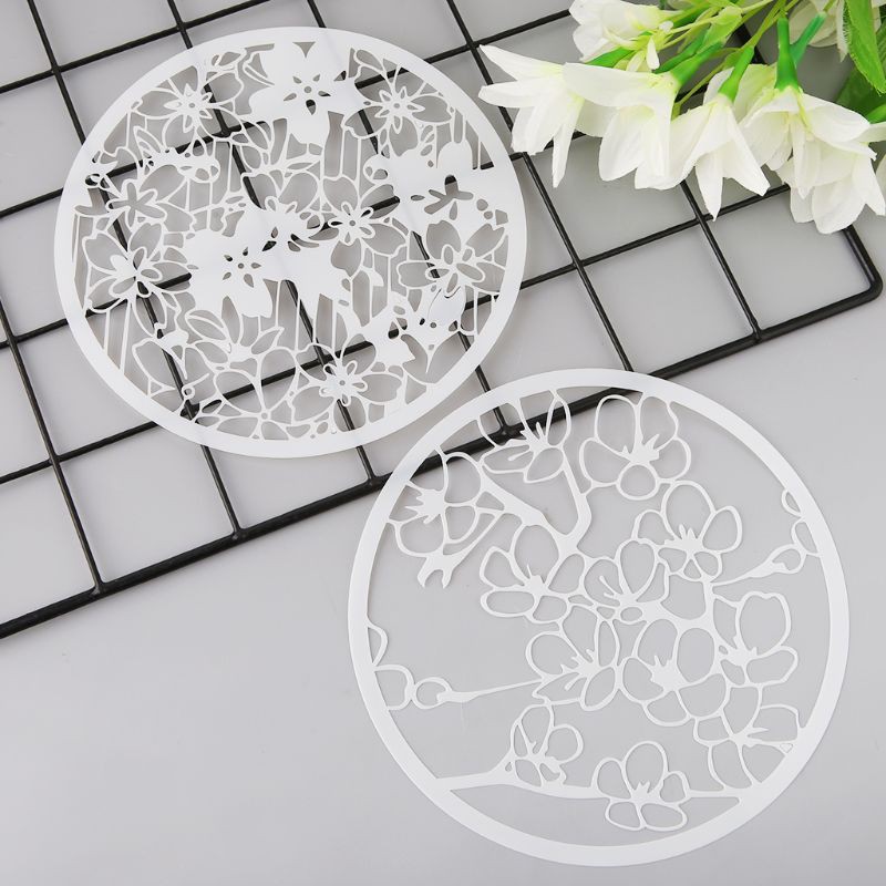 Set 8 khuôn vẽ hình tròn có họa tiết nghệ thuật bằng nhựa làm đồ thủ công sáng tạo cho trẻ em
