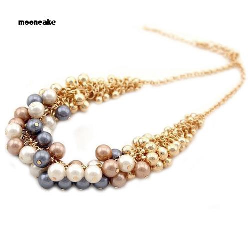 Vòng cổ dạng yếm đính ngọc trai giả nhiều lớp thời trang