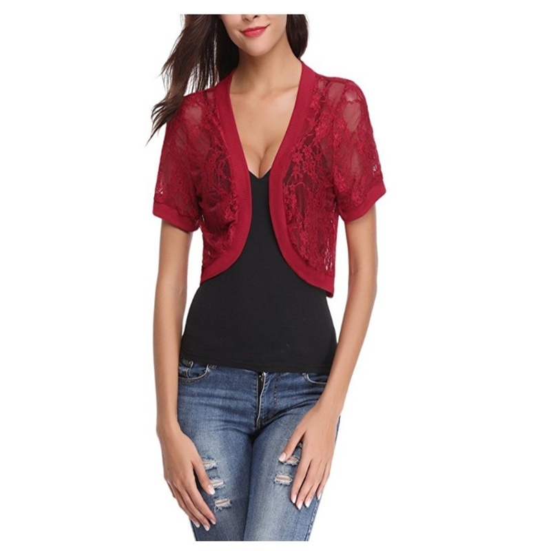 Áo Khoác Cardigan Ren Hoa Ngắn Tay Cho Nữ | BigBuy360 - bigbuy360.vn