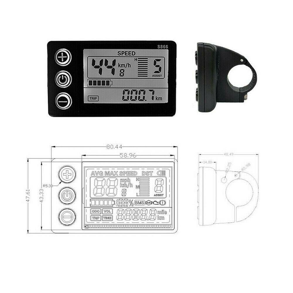 Màn Hình LCD 24 / 36 / 48V Cho Đồng Hồ Đo Tốc Độ Xe Đạp Điện S866
