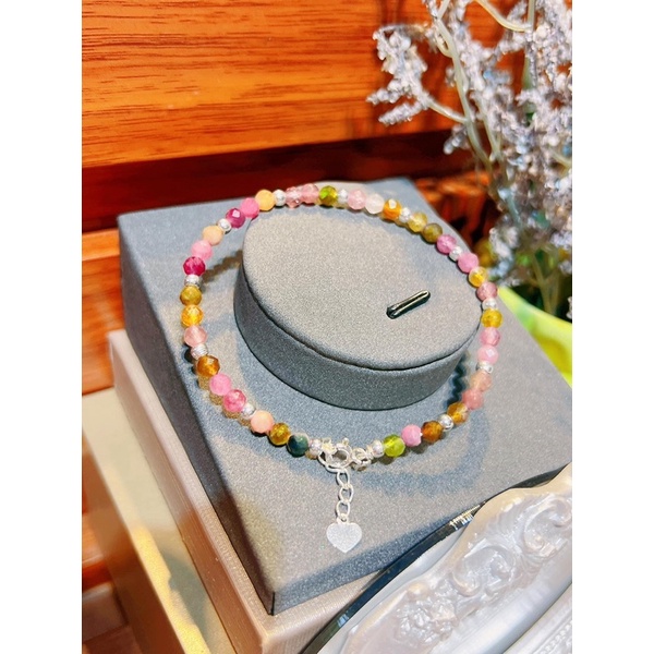 Lắc bạc đeo tay tourmaline xinh xắn