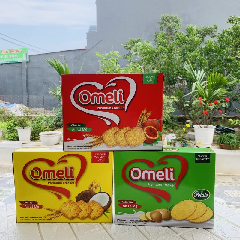 Bánh Omeli Cracker Hộp 288G Khoai Tây/Vừng dừa/Gấc