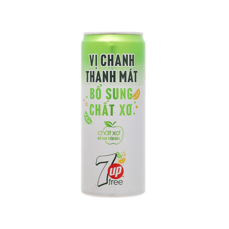 Lốc 6 lon 7UP ít calo bổ sung chất xơ 320ml