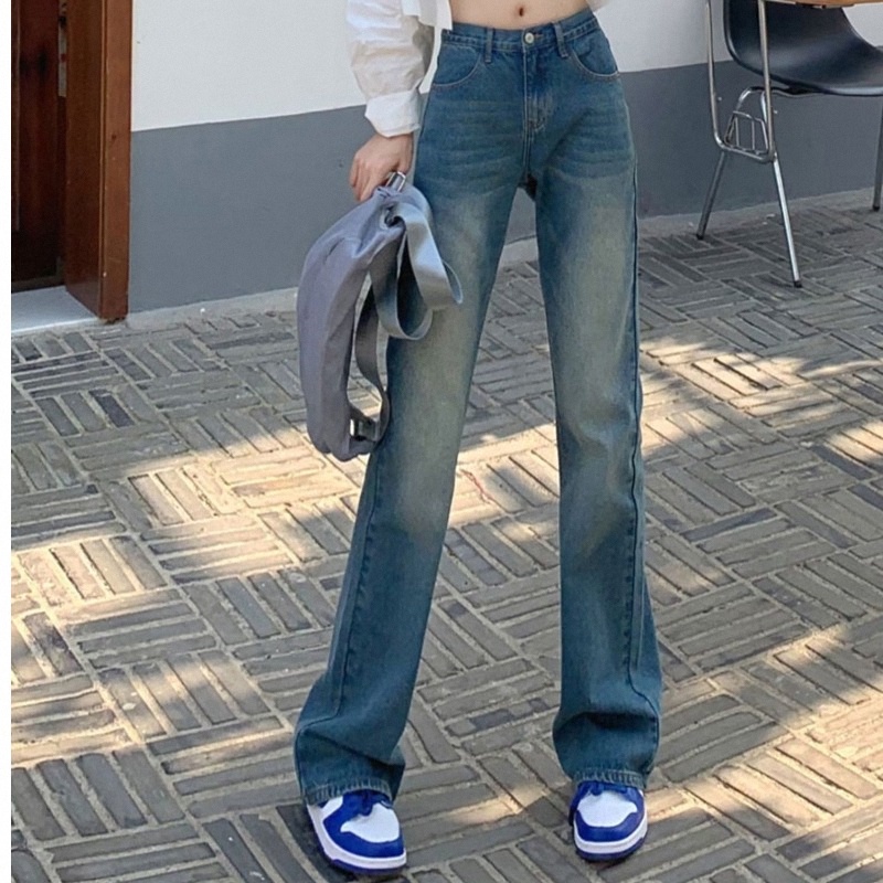 Quần Jeans Nữ Lưng Cao Ống Rộng Thời Trang Hàn Quốc