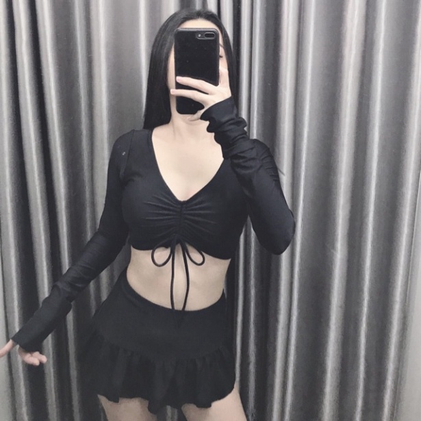 Bikini, Đồ bơi nữ croptop chất liệu thun co dãn thời trang 2022