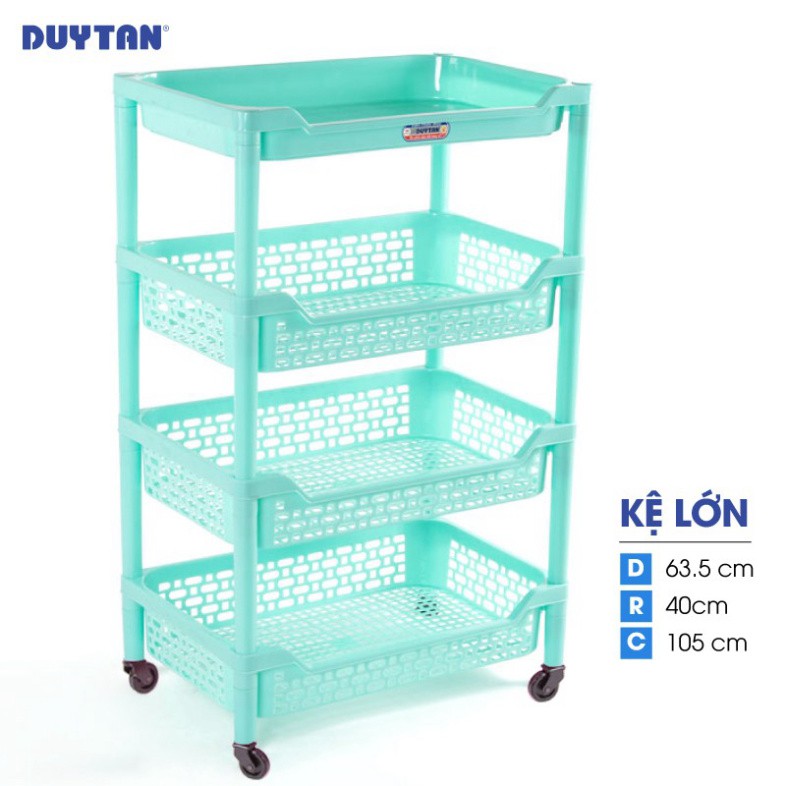 Kệ Nhựa Duy Tân size lớn loại 4 ngăn có bánh xe - K633/4