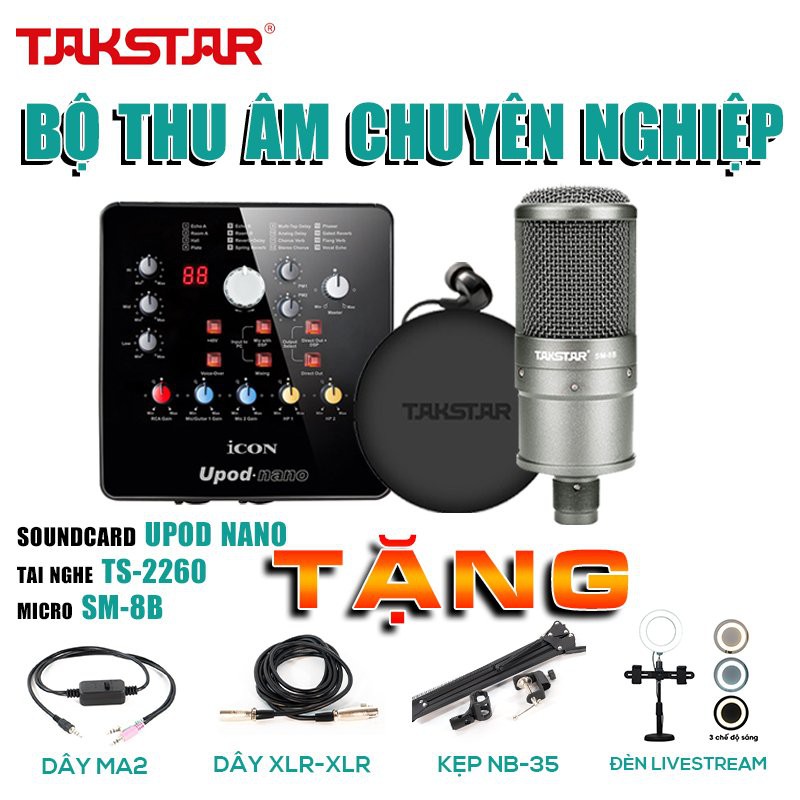 [CHÍNH HÃNG] TRỌN BỘ COMBO THU ÂM, LIVESTREAM, SOURD CARDICON NANO, MICRO SM 8B, TAI NGHE TS-2260, BẢO HÀNH 12 THÁNG