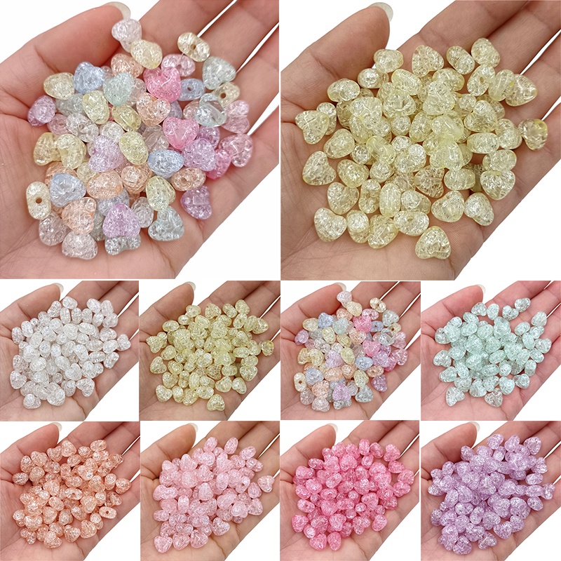 Bộ 20 Hạt Xâu Trang Sức Hình Trái Tim Xinh Xắn 9.8*11mm