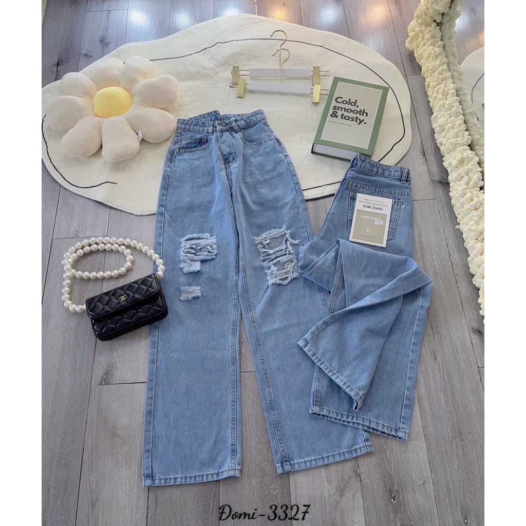 [VIDEO+FREESHIP ] QUẦN JEANS ỐNG RỘNG NỮ LƯNG CAO LAI CUỐN RÁCH 2 ĐÙI VUÔNG XỊN SÒ ĐẲNG CẤP MÀU XANH NHẠT HOT HIT HADI
