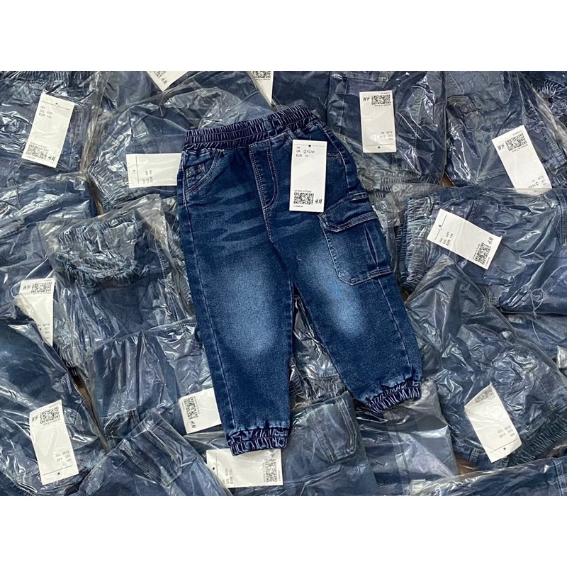 Quần bò dài jogger túi hộp HM bé trai 10-30kg