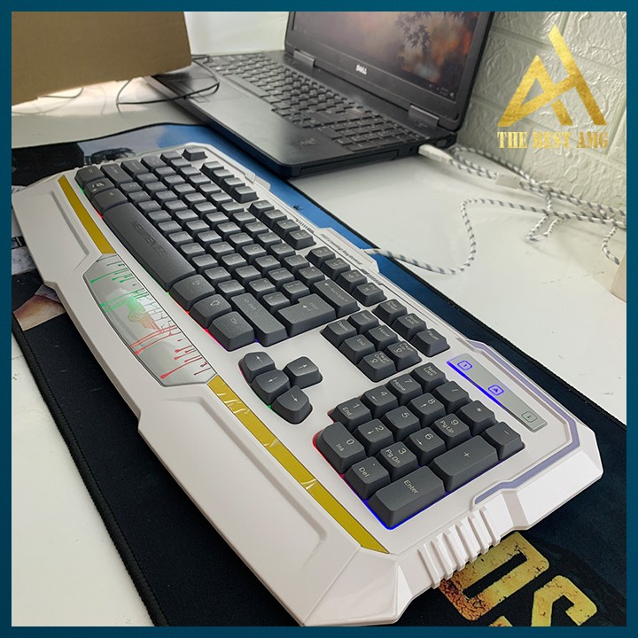 Bàn Phím Máy Tính Gaming Keycap Xuyên Led Đổi Màu Newmen KB813 Màu Trắng Giả Cơ Laptop Có Dây Keyboard Chơi Game