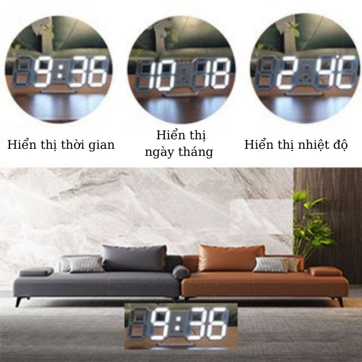 Đồng hồ LED 3D treo tường, để bàn thông minh TN828 Smart Clock