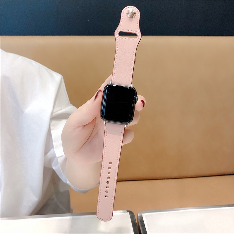 Dây đeo bằng da khóa kim loại 38mm/40mm/42mm/44 mm cho đồng hồ Apple iWatch SE 6 5 4 3 2 1