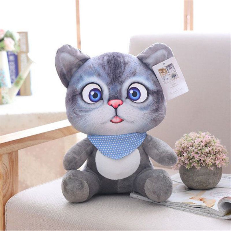 YOUN* 20cm Soft 3D Simulation Stuffed Cat Toys Sofa Pillow Cushion Plush Animal Cat Dolls Kids Toys