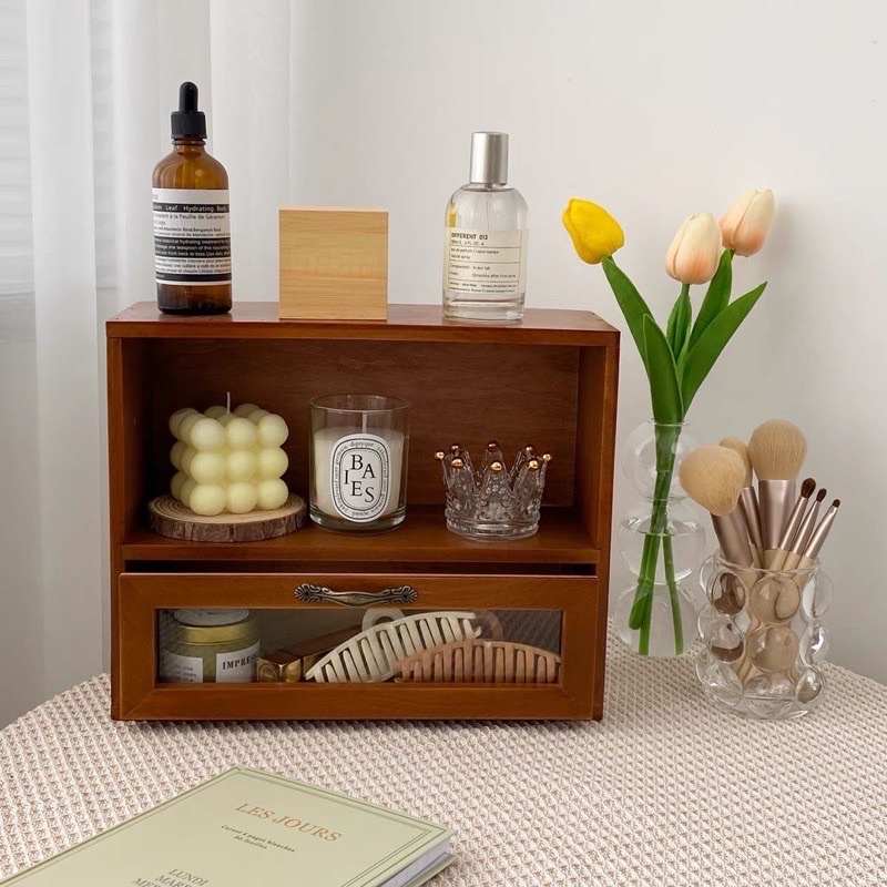 Tủ gỗ 2 ngăn để bàn đa năng -may.decor-