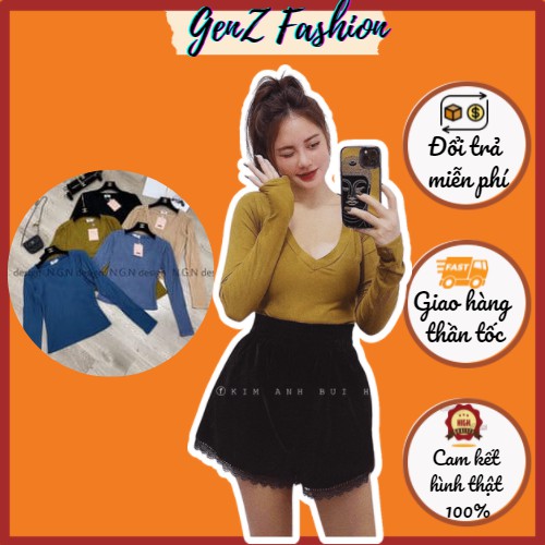 ⭕️ [CÓ HÌNH/VIDEO THẬT - HÀNG CAO CẤP] Áo Tăm Dài Cổ V Tôn Vòng 1_Mã 091_GenZ Fashion