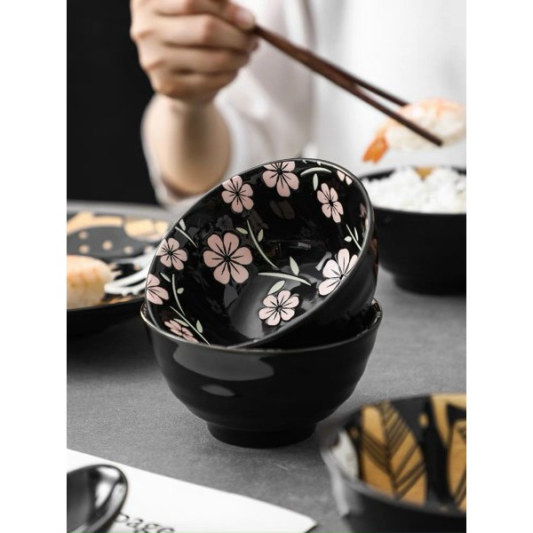 Chén Gốm Sứ Họa Tiết Hoa Văn Phong Cách Bắc Âu 4 món