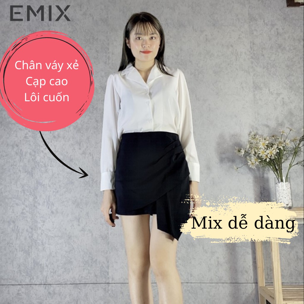 Chân váy chữ A vạt chéo màu đen EMIX | BigBuy360 - bigbuy360.vn