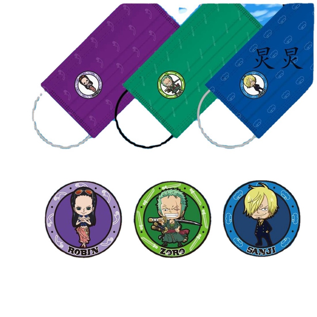 Set 5/10/30 Khẩu Trang 3 Lớp Họa Tiết Luffy/sanji/zoro/nami Cho Người Lớn