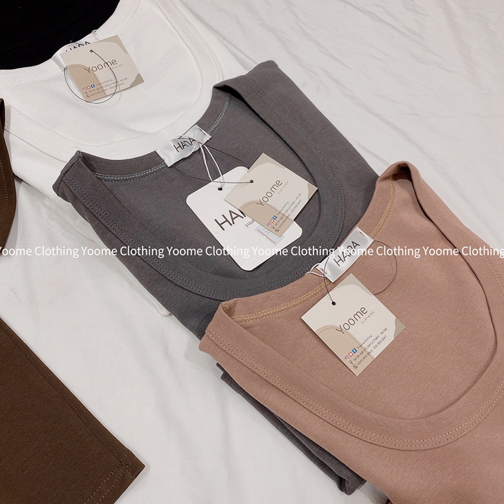 Áo cổ vuông croptop chất cotton hàn dày dặn co giãn đa chiều ,áo cổ vuông tay cộc yoome clothing